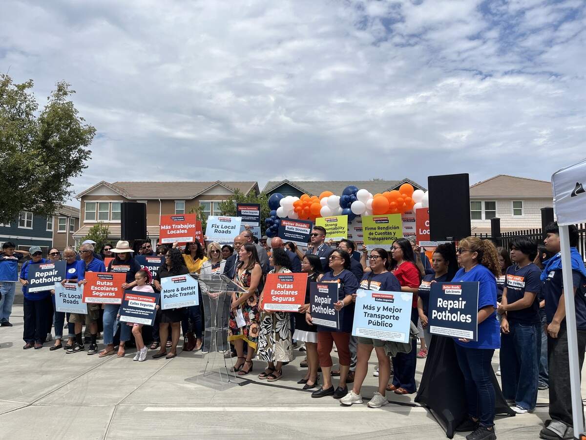 The Leadership Counsel for Justice and Accountability organized a rally on Monday, July 13, 2026, in downtown Fresno to urge support of the Better Roads, Safe Streets ballot measure.
